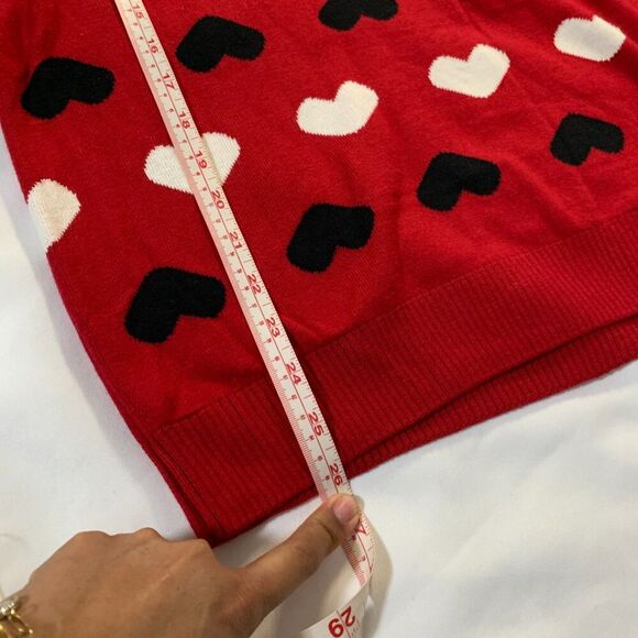 Charter Club Sweater Womens XL Red Heart Pattern Festive Crew Classic Playful - Picture 4 of 10